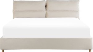 Beliani Łóżko z pojemnikiem welurowe 180 x 200 cm beżowe BATILLY 5