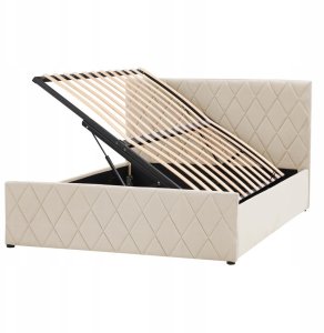 Beliani Łóżko z pojemnikiem welurowe 180 x 200 cm beżowe ROCHEFORT 13