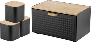 Chlebak Florina Zestaw kuchenny chlebak i 3 pojemniki na kawę herbatę cukier Florina Cube czarny 2