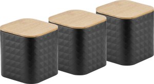 Chlebak Florina Zestaw kuchenny chlebak i 3 pojemniki na kawę herbatę cukier Florina Cube czarny 4