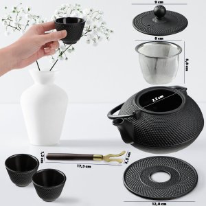 Kadax KADAX Czajnik Czarny Do Herbaty Dzbanek imbryk Żeliwny Zaparzacz 850ml 2 Czarki 4