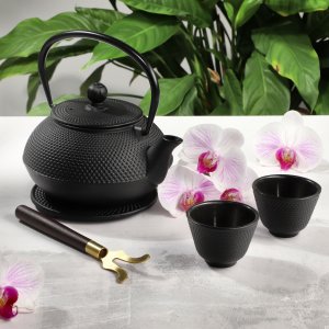 Kadax KADAX Czajnik Czarny Do Herbaty Dzbanek imbryk Żeliwny Zaparzacz 850ml 2 Czarki 5