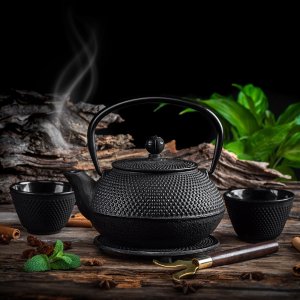 Kadax KADAX Czajnik Czarny Do Herbaty Dzbanek imbryk Żeliwny Zaparzacz 850ml 2 Czarki 9