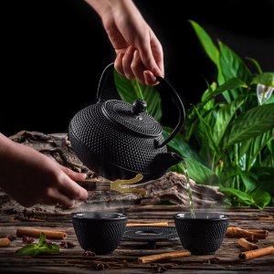 Kadax KADAX Czajnik Czarny Do Herbaty Dzbanek imbryk Żeliwny Zaparzacz 850ml 2 Czarki 10