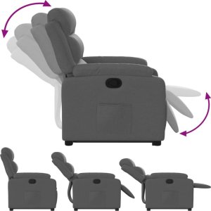 vidaXL vidaXL Podnoszony fotel rozkładany, ciemnoszary, obity tkaniną 6