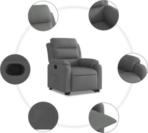 vidaXL vidaXL Podnoszony fotel rozkładany, ciemnoszary, obity tkaniną 7