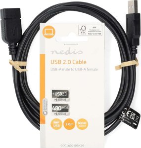 Kabel USB Nedis USB-A - USB-A 1 m Czarny (CCGL60010BK20) 3
