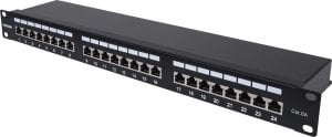 Intellinet Network Solutions INTELLINET 24-Port Cat6a Patchpanel geschirmt 24 Ports FTP 1 HE Klemmleisten mit 90 Grad abgewinkelten Kabeleinfuehrungen schwarz 1