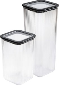 AgdExpert ZESTAW POJEMNIKÓW KUCHENNYCH NA PRODUKTY SYPKIE BRANQ NEROLI 1,57L + 2,37L 2