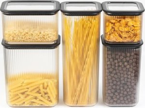 AgdExpert ZESTAW PIĘCIU POJEMNIKÓW KUCHENNYCH NA PRODUKTY SYPKIE BRANQ NEROLI 9