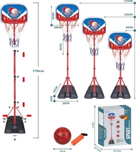 Woopie WOOPIE Zestaw Koszykówka Wolnostojąca Regulowana Wysokość 90-170cm + Piłka 2