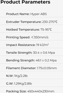 Creality Creality Filament Hyper ABS, 1kg, 1,75mm, Black (3301020042) 9