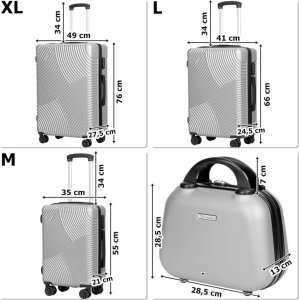 vidaXL Zestaw 4 walizek podróżnych AZORES SREBRNY 4w1 4