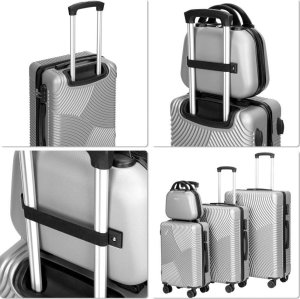 vidaXL Zestaw 4 walizek podróżnych AZORES SREBRNY 4w1 7