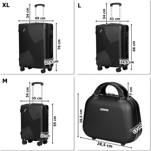 vidaXL Zestaw walizek podróżnych AZORES CZARNY 4w1 2