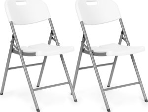 ModernHome Komplet 2 krzeseł składanych zestaw tworzywo HDPE kolor biały 1