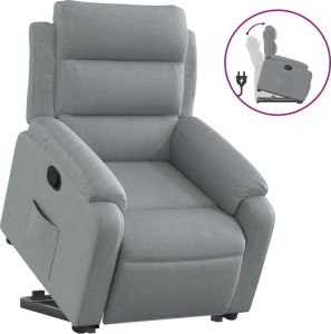 vidaXL vidaXL Podnoszony fotel rozkładany, jasnoszary, obity tkaniną 2