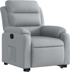 vidaXL vidaXL Podnoszony fotel rozkładany, jasnoszary, obity tkaniną 3