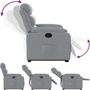 vidaXL vidaXL Podnoszony fotel rozkładany, jasnoszary, obity tkaniną 6