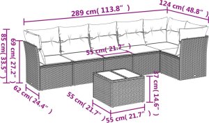 vidaXL 7-cz. zestaw wypoczynkowy do ogrodu, z poduszkami, beżowy 3
