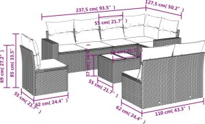 vidaXL 9-cz. zestaw mebli ogrodowych z poduszkami, beżowy, polirattan 3