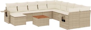 vidaXL 12-cz. zestaw mebli ogrodowych z poduszkami, beżowy, polirattan 2