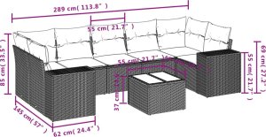 vidaXL 8-cz. zestaw mebli ogrodowych z poduszkami, beżowy, polirattan 8