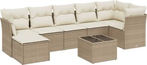 vidaXL 8-cz. zestaw mebli ogrodowych z poduszkami, beżowy, polirattan 2