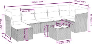 vidaXL 8-cz. zestaw mebli ogrodowych z poduszkami, beżowy, polirattan 4