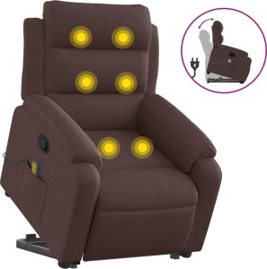vidaXL vidaXL Podnoszony fotel masujący, rozkładany, ciemnobrązowy, tkanina 2