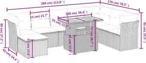 vidaXL vidaXL 9-cz. zestaw mebli ogrodowych z poduszkami, beżowy, polirattan 3