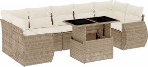 vidaXL 8-cz. zestaw mebli ogrodowych z poduszkami, beżowy, polirattan 2