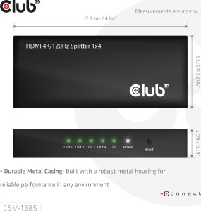 Club 3D Club3D HDMI Splitter 1 wejście -> 4 wyjścia 4K120Hz UHD retail 3