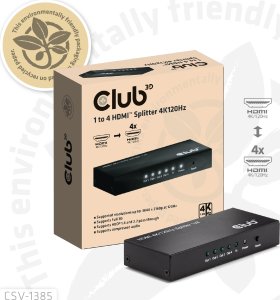Club 3D Club3D HDMI Splitter 1 wejście -> 4 wyjścia 4K120Hz UHD retail 8