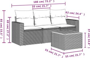 vidaXL 4-cz. zestaw mebli ogrodowych z poduszkami, mieszany beż 10