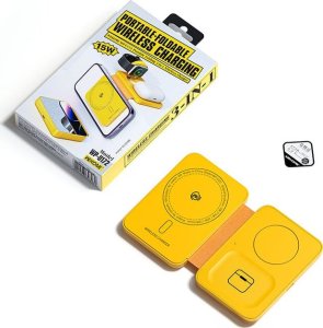 Ładowarka Wekome WEKOME WP-U172 - Ładowarka bezprzewodowa 3w1 z MagSafe do iPhone, Apple Watch i AirPods + lusterko (Żółty) 3