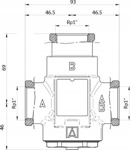 Afriso Zawór temperaturowy ATV 336, DN25, Rp1, kvs 9, 60°C (S) 5