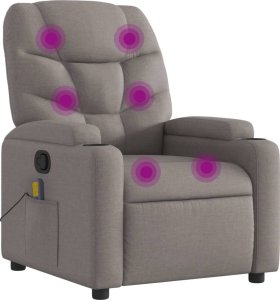 vidaXL vidaXL Rozkładany fotel masujący, taupe, obity tkaniną 2
