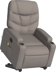 vidaXL vidaXL Podnoszony fotel masujący, rozkładany, kolor taupe, tkanina 3
