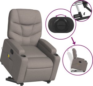 vidaXL vidaXL Podnoszony fotel masujący, rozkładany, kolor taupe, tkanina 6