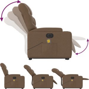 vidaXL vidaXL Podnoszony fotel masujący, elektryczny, rozkładany, brązowy 7