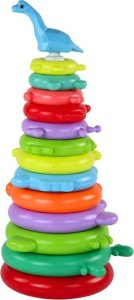 LeanToys Piramidka Żyrafa Układanka 13 Kółek Kolorowa 43cm x 18cm x 18cm 2