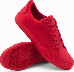 Ombre Casualowe jednokolorowe męskie trampki z łączonych materiałów  czerwone V3 OM-FOCS-0105 46 4