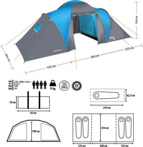 Namiot turystyczny Nils Extreme NC6431 NAMIOT KEMPINGOWY NIEBIESKO-SZARY HIGHLAND IV NILS CAMP 6