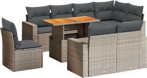 vidaXL 9-cz. zestaw mebli ogrodowych z poduszkami, szary, polirattan 2