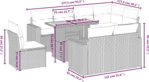 vidaXL 9-cz. zestaw mebli ogrodowych z poduszkami, szary, polirattan 3
