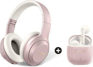 Słuchawki Guess Zestaw Guess GUOBPV21J14BCELP słuchawki   nauszne Bluetooth + TWS różowy/pink 1