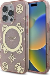 Guess Guess GUHMP16LH4PYEEP iPhone 16 Pro 6.3"  różowy/pink hardcase IML Peony On 4G Background MagSafe 1