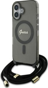 Guess Guess GUHMP16SHCTSGNSK iPhone 16 6.1"     czarny/black hardcase Crossbody Cord Script MagSafe 1