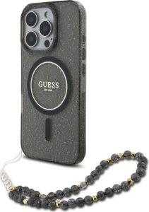 Guess Guess GUHMP16XHGCRELSK iPhone 16 Pro Max  6.9" czarny/czarny hardcase IML Glitter With Pearl Strap MagSafe 1